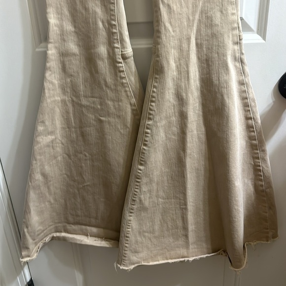 Free People Khaki Frayed Hem Bellbottom - Picture 3 of 5